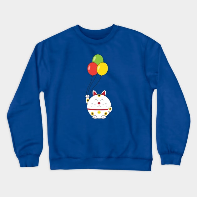 Fat Cat with Balloons Crewneck Sweatshirt by QueenieLamb